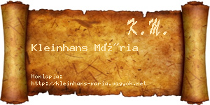 Kleinhans Mária névjegykártya